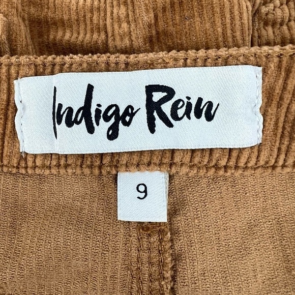 Indigo Rein Brown Corduroy Button Up Raw Hem Mini Skirt Size 9 - Picture 2 of 5